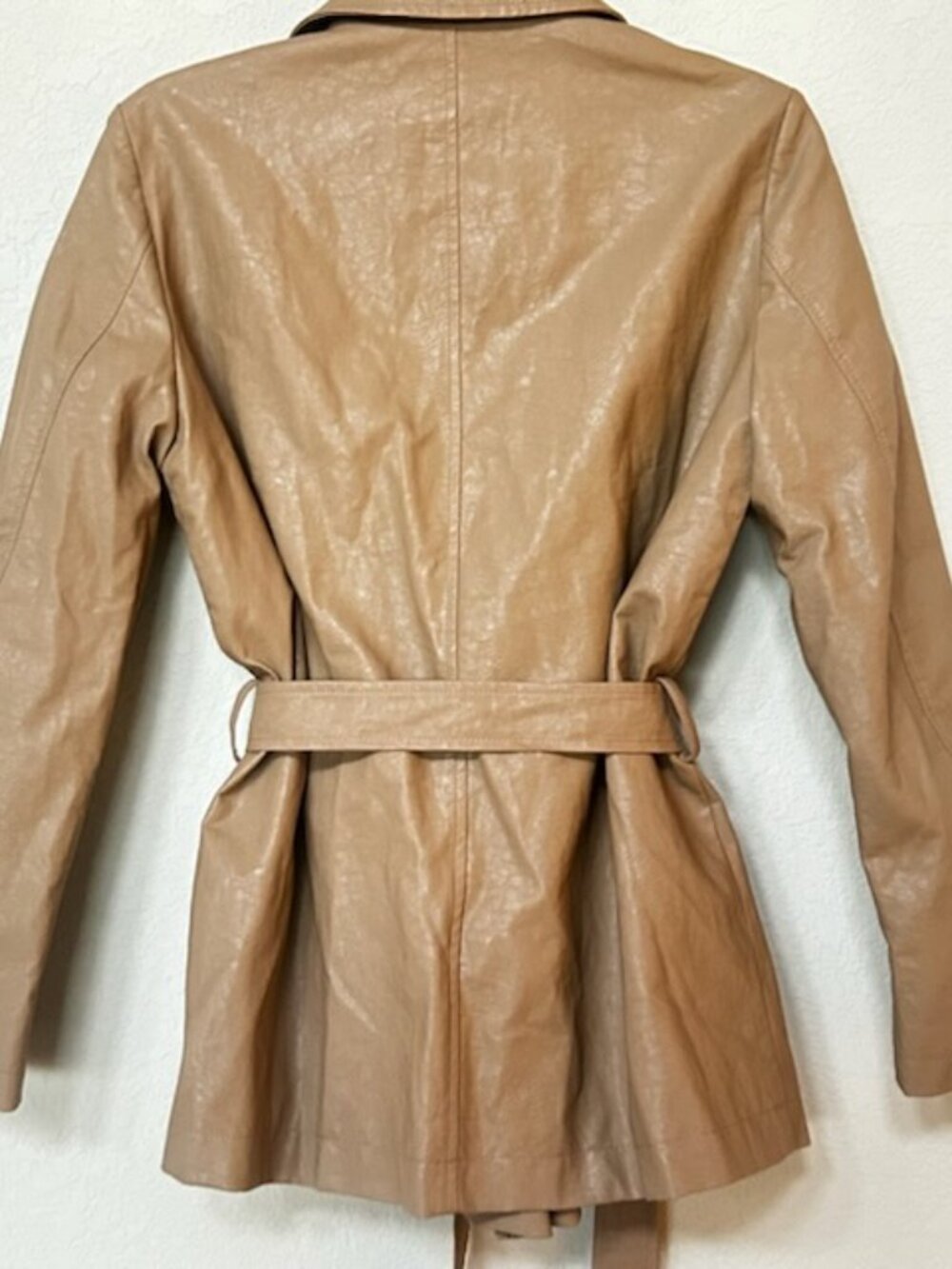 Zara Tan Taupe Brown Faux Leather Belted Jacket - Picture 10 of 10